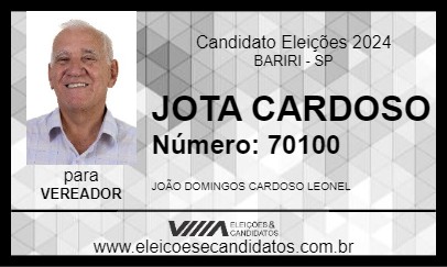 Candidato JOTA CARDOSO 2024 - BARIRI - Eleições