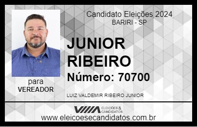 Candidato JUNIOR RIBEIRO 2024 - BARIRI - Eleições