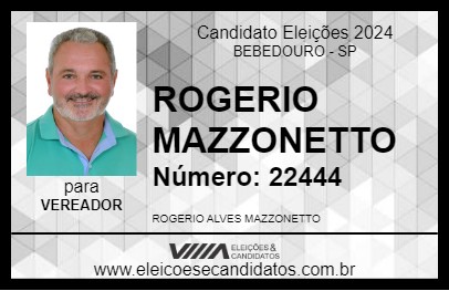 Candidato ROGERIO MAZZONETTO 2024 - BEBEDOURO - Eleições