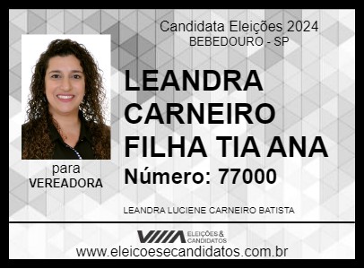 Candidato LEANDRA CARNEIRO FILHA TIA ANA 2024 - BEBEDOURO - Eleições