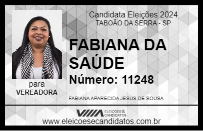 Candidato FABIANA DA SAÚDE 2024 - TABOÃO DA SERRA - Eleições