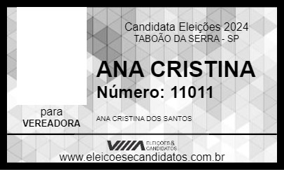 Candidato ANA CRISTINA 2024 - TABOÃO DA SERRA - Eleições