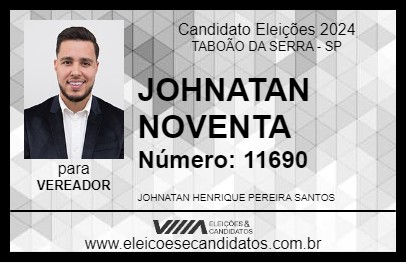 Candidato JOHNATAN NOVENTA 2024 - TABOÃO DA SERRA - Eleições