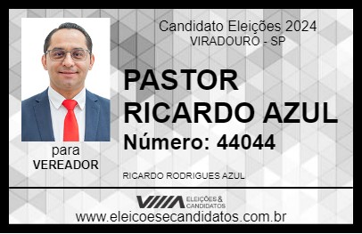 Candidato PASTOR RICARDO AZUL 2024 - VIRADOURO - Eleições