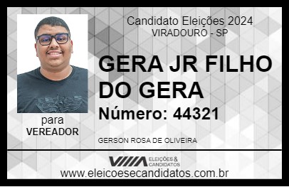 Candidato GERA JR FILHO DO GERA 2024 - VIRADOURO - Eleições