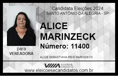 Candidato ALICE MARINZECK 2024 - SANTO ANTÔNIO DA ALEGRIA - Eleições