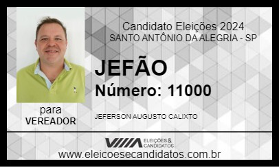 Candidato JEFÃO 2024 - SANTO ANTÔNIO DA ALEGRIA - Eleições