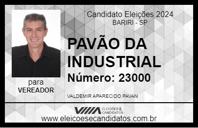 Candidato PAVÃO DA INDUSTRIAL 2024 - BARIRI - Eleições