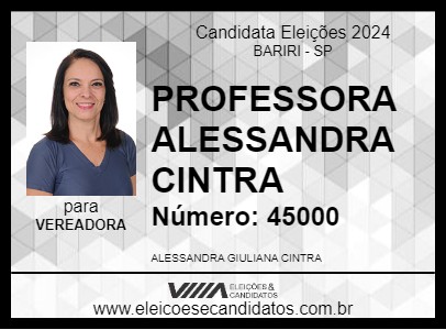 Candidato PROFESSORA ALESSANDRA CINTRA 2024 - BARIRI - Eleições