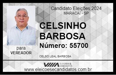 Candidato CELSINHO BARBOSA 2024 - MARACAÍ - Eleições