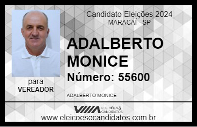 Candidato ADALBERTO MONICE 2024 - MARACAÍ - Eleições