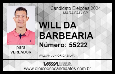 Candidato WILL DA BARBEARIA 2024 - MARACAÍ - Eleições