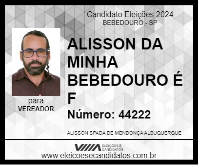 Candidato ALISSON DA MINHA BEBEDOURO É F 2024 - BEBEDOURO - Eleições