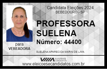 Candidato PROFESSORA SUELENA 2024 - BEBEDOURO - Eleições