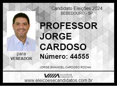 Candidato PROFESSOR JORGE CARDOSO 2024 - BEBEDOURO - Eleições