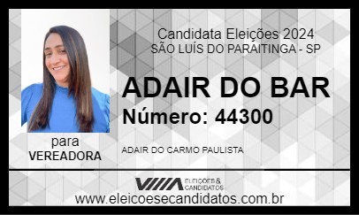 Candidato ADAIR DO BAR 2024 - SÃO LUÍS DO PARAITINGA - Eleições