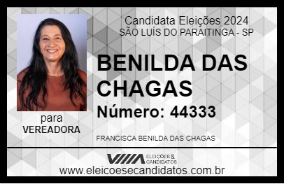 Candidato BENILDA DAS CHAGAS 2024 - SÃO LUÍS DO PARAITINGA - Eleições