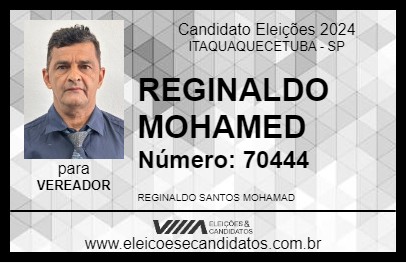 Candidato REGINALDO MOHAMED 2024 - ITAQUAQUECETUBA - Eleições