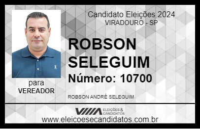 Candidato ROBSON SELEGUIM 2024 - VIRADOURO - Eleições