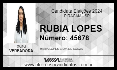 Candidato RUBIA LOPES 2024 - PIRACAIA - Eleições