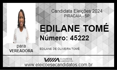 Candidato EDILANE TOMÉ 2024 - PIRACAIA - Eleições