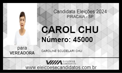 Candidato CAROL CHU 2024 - PIRACAIA - Eleições