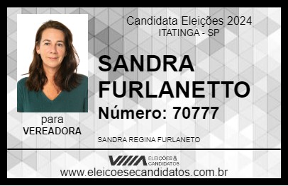 Candidato SANDRA FURLANETTO 2024 - ITATINGA - Eleições