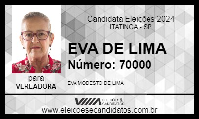 Candidato EVA DE LIMA 2024 - ITATINGA - Eleições