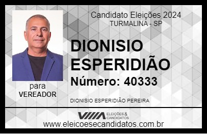 Candidato DIONISIO ESPERIDIÃO 2024 - TURMALINA - Eleições