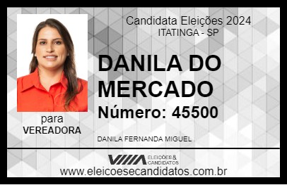 Candidato DANILA DO MERCADO 2024 - ITATINGA - Eleições