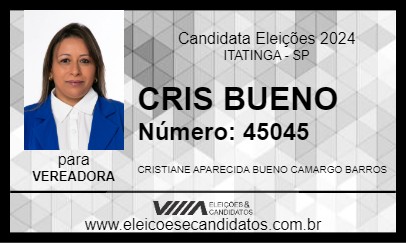 Candidato CRIS BUENO 2024 - ITATINGA - Eleições