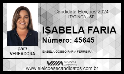 Candidato ISABELA FARIA 2024 - ITATINGA - Eleições