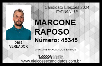 Candidato MARCONE RAPOSO 2024 - ITATINGA - Eleições