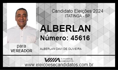 Candidato ALBERLAN 2024 - ITATINGA - Eleições