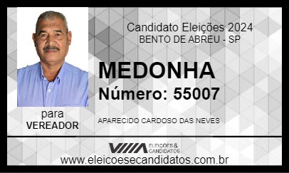 Candidato MEDONHA 2024 - BENTO DE ABREU - Eleições