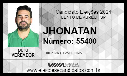 Candidato JHONATAN 2024 - BENTO DE ABREU - Eleições