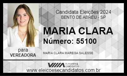 Candidato MARIA CLARA 2024 - BENTO DE ABREU - Eleições