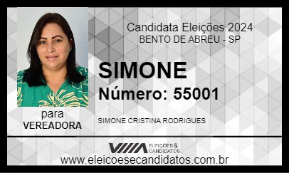 Candidato SIMONE 2024 - BENTO DE ABREU - Eleições