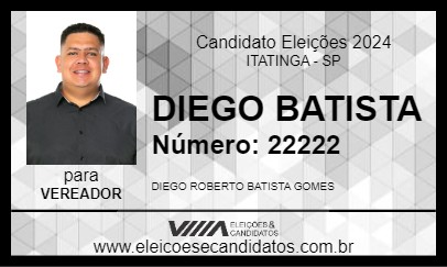 Candidato DIEGO BATISTA 2024 - ITATINGA - Eleições