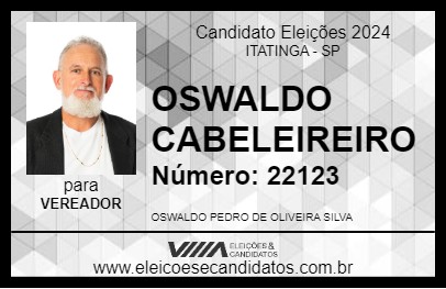 Candidato OSWALDO CABELEIREIRO 2024 - ITATINGA - Eleições