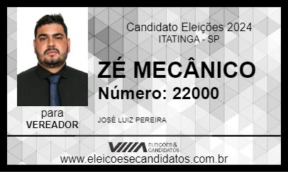 Candidato ZÉ MECÂNICO 2024 - ITATINGA - Eleições