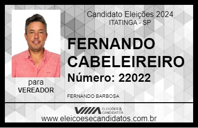 Candidato FERNANDO CABELEIREIRO 2024 - ITATINGA - Eleições