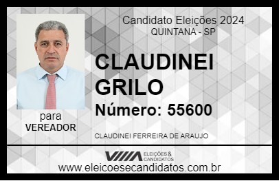 Candidato CLAUDINEI GRILO 2024 - QUINTANA - Eleições