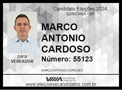 Candidato MARCO ANTONIO CARDOSO 2024 - QUINTANA - Eleições