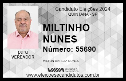 Candidato MILTINHO NUNES 2024 - QUINTANA - Eleições