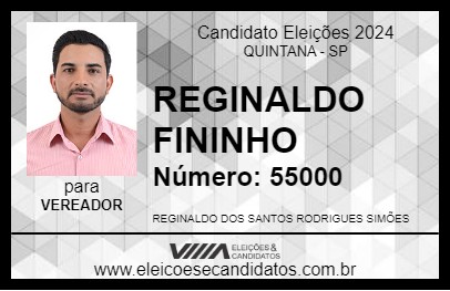 Candidato REGINALDO FININHO 2024 - QUINTANA - Eleições