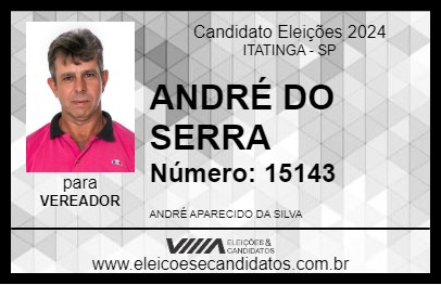 Candidato ANDRÉ DO SERRA 2024 - ITATINGA - Eleições