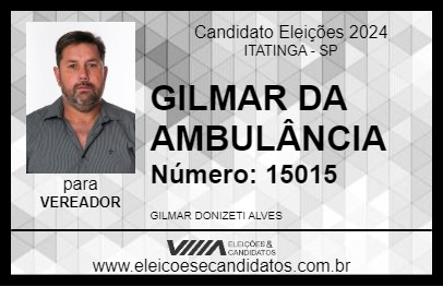 Candidato GILMAR DA AMBULÂNCIA 2024 - ITATINGA - Eleições