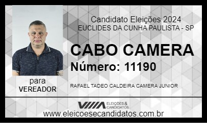 Candidato CABO CAMERA 2024 - EUCLIDES DA CUNHA PAULISTA - Eleições