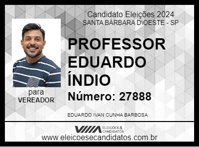 Candidato PROFESSOR EDUARDO ÍNDIO 2024 - SANTA BÁRBARA D\OESTE - Eleições